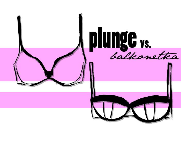 Střih podprsenky - plunge nebo balkonetka